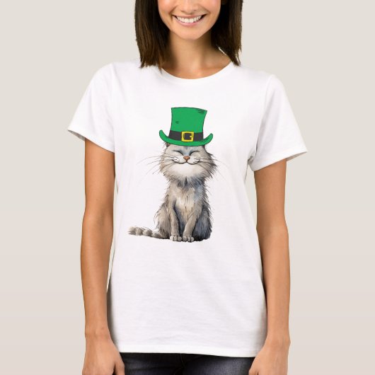 幸せなアイルランドの猫 Tシャツ (正面)