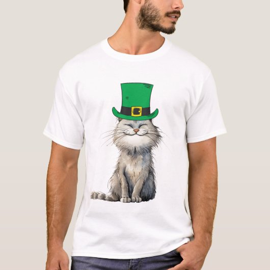 幸せなアイルランドの猫 Tシャツ (正面)