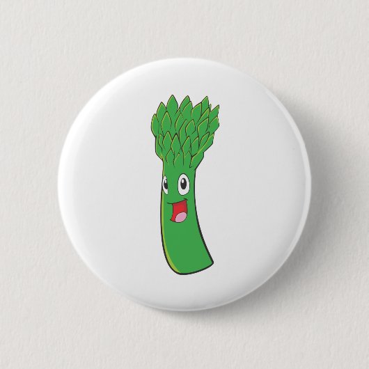 幸せなアスパラガスの野菜 缶バッジ (正面)