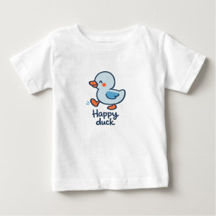 幸せなアヒルの子供用ノルディック風シンプルデザイン ベビーTシャツ