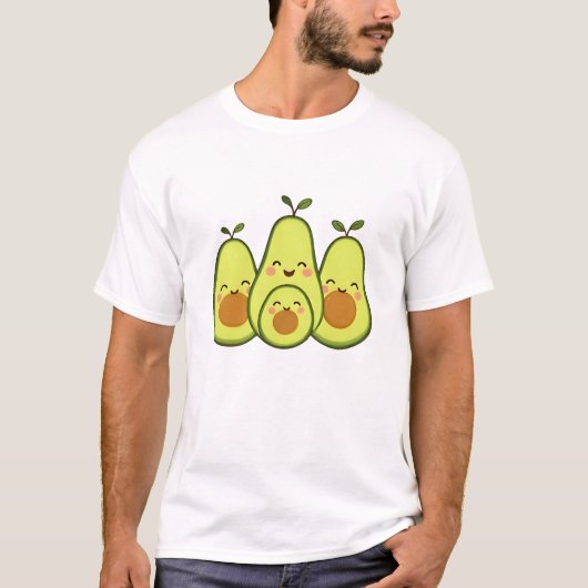 幸せなアボカド家族 Tシャツ (正面)