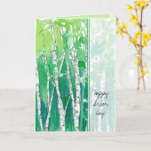 幸せなアーバー日の《植物》アスペンの木の水彩画 カード (黄色い花)