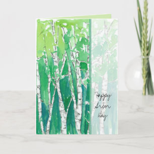 幸せなアーバー日の《植物》アスペンの木の水彩画 カード