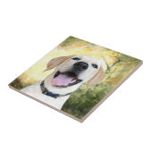 幸せなイエロー・ラブラドール・レトリーバー タイル (側面)