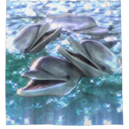 幸せなイルカ シャワーカーテン