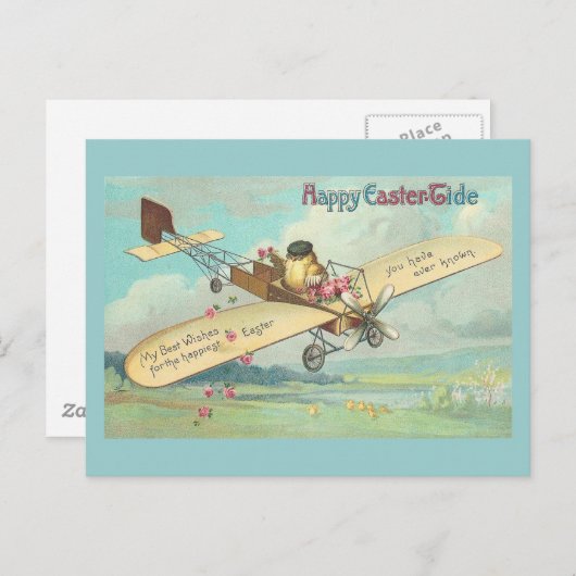 幸せなイースター潮罰金のヴィンテージのひよこのパイロット シーズンポストカード (正面/裏面)