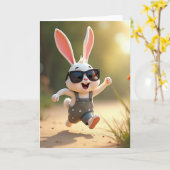 幸せなウサギの冒険カード カード (黄色い花)