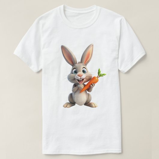 幸せなウサギ かわいい笑顔のうさぎ 動物 Tシャツ (デザイン正面)
