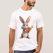 幸せなウサギ かわいい笑顔のうさぎ 動物 Tシャツ (正面)