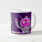 幸せなエイリアンロボット ジャンボコーヒーマグカップ (正面右)