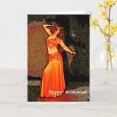 幸せなエレガントなBellydancerの挨拶状の~は異常震動します カード (黄色い花)