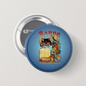 幸せなオクトーバーフェストビール子猫ボタン 缶バッジ (正面&裏面)