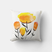 幸せなオレンジと黄色の花 クッション (正面)
