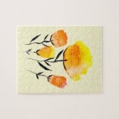 幸せなオレンジと黄色の花 ジグソーパズル (横)