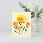 幸せなオレンジと黄色の花 ポストカード (スタンド正面)
