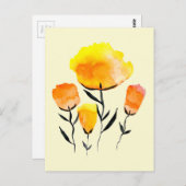 幸せなオレンジと黄色の花 ポストカード (正面/裏面)