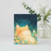 幸せなオレンジの子猫 星空の夜 ポストカード (スタンド正面)