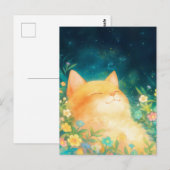 幸せなオレンジの子猫 星空の夜 ポストカード (正面/裏面)
