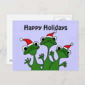 幸せなカエルのクリスマスの漫画 シーズンポストカード (正面/裏面)