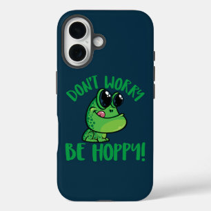 幸せなカエル 笑顔のカエル イラスト iPhone 16ケース