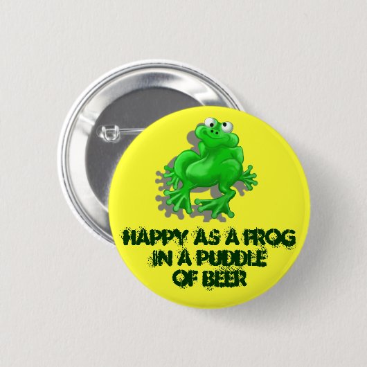 幸せなカエル 缶バッジ (正面&裏面)