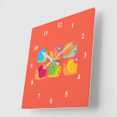 幸せなカタツムリ スクエア壁時計 (傾斜)