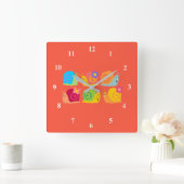 幸せなカタツムリ スクエア壁時計 (ホーム)