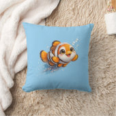 幸せなカッコウアカ clownfish 熱帯海洋生物イラスト クッション (ブランケット)