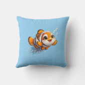 幸せなカッコウアカ clownfish 熱帯海洋生物イラスト クッション (裏面)