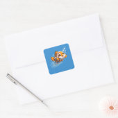 幸せなカッコウアカ clownfish 熱帯海洋生物イラスト スクエアシール (封筒)