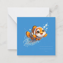 幸せなカッコウアカ clownfish 熱帯海洋生物イラスト ノートカード