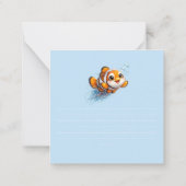 幸せなカッコウアカ clownfish 熱帯海洋生物イラスト ノートカード (裏面)