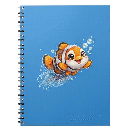 幸せなカッコウアカ clownfish 熱帯海洋生物イラスト ノートブック (正面)