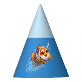 幸せなカッコウアカ clownfish 熱帯海洋生物イラスト パーティーハット