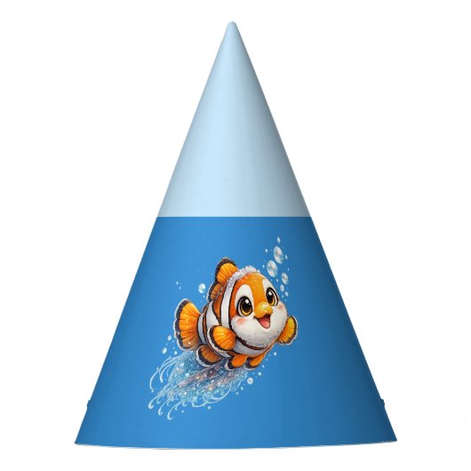 幸せなカッコウアカ clownfish 熱帯海洋生物イラスト パーティーハット (正面)