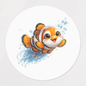 幸せなカッコウアカ clownfish 熱帯海洋生物イラスト ラベル (デザイン2)