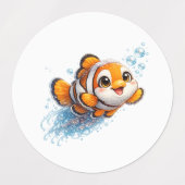 幸せなカッコウアカ clownfish 熱帯海洋生物イラスト ラベル (デザイン1)