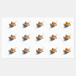 幸せなカッコウアカ clownfish 熱帯海洋生物イラスト ラベル