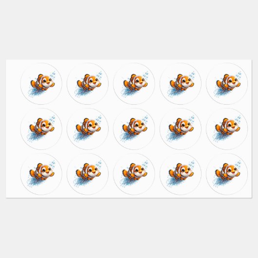 幸せなカッコウアカ clownfish 熱帯海洋生物イラスト ラベル (シート)