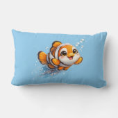 幸せなカッコウアカ clownfish 熱帯海洋生物イラスト ランバークッション (裏面)
