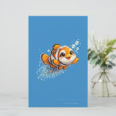 幸せなカッコウアカ clownfish 熱帯海洋生物イラスト 便箋 (スタンド正面)
