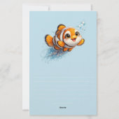 幸せなカッコウアカ clownfish 熱帯海洋生物イラスト 便箋 (裏面)