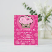 幸せなカップケーキの誕生日のパーティの招待状 招待状 (スタンド正面)