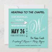 幸せなカップルです 私たち 結婚式の日時お知らせします 招待状 (裏面)