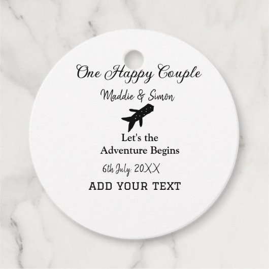 幸せなカップルと一緒に冒険が始まるウェディングコ フェイバータグ (正面)
