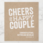 幸せなカップルのクラフト結婚式パーティーへの応援 ワインラベル (シングルラベル)