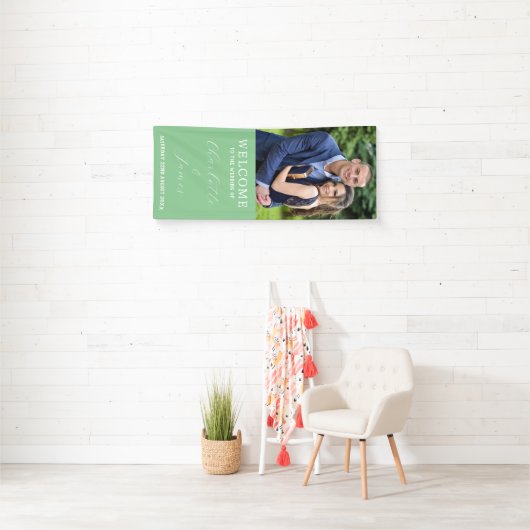 幸せなカップルの写真 | グリーン結婚歓迎 横断幕 (インサイチュ)