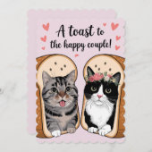 幸せなカップルの猫のおもしろい乾杯結婚 シーズンカード (正面/裏面)