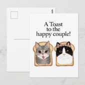 幸せなカップルの猫のおもしろい婚約結婚に乾杯 ポストカード (正面/裏面)