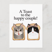 幸せなカップルの猫のおもしろい婚約結婚に乾杯 ポストカード (正面)